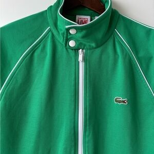 Lacoste Live Green Zip Track Jacket | Contrast Piping | Sport Luxe